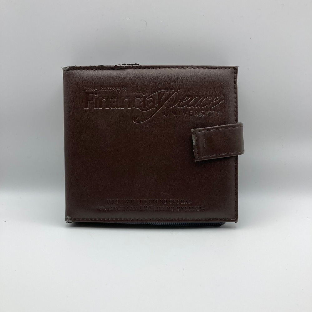 Dave Ramsey Financial Peace University Brown Faux Leather CD DVD Binder Case‎
